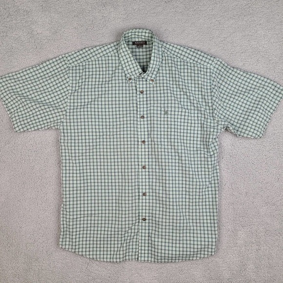 Knights‎ Sportswear Shirt Men's Large Green Plaid Short Sleeve Button Down - Picture 1 of 10